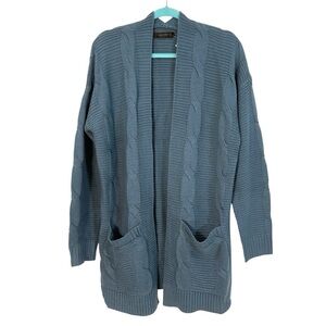 Elegant Blue Open Front Cardigan